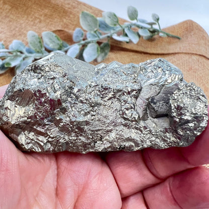 Large Pyrite Cluster with Calcite Druzy – Confidence, Clarity  and Grounding