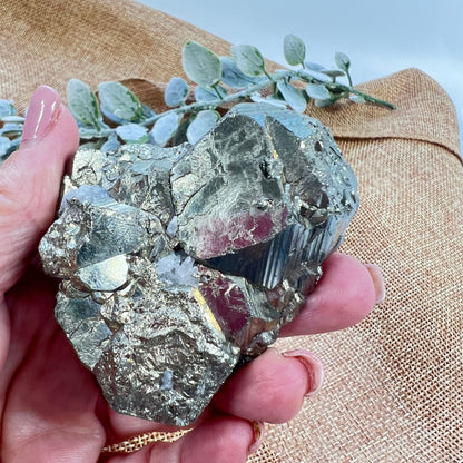 Large Pyrite Cluster with Calcite Druzy – Confidence, Clarity  and Grounding