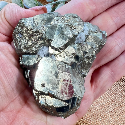 Large Pyrite Cluster with Calcite Druzy – Confidence, Clarity  and Grounding