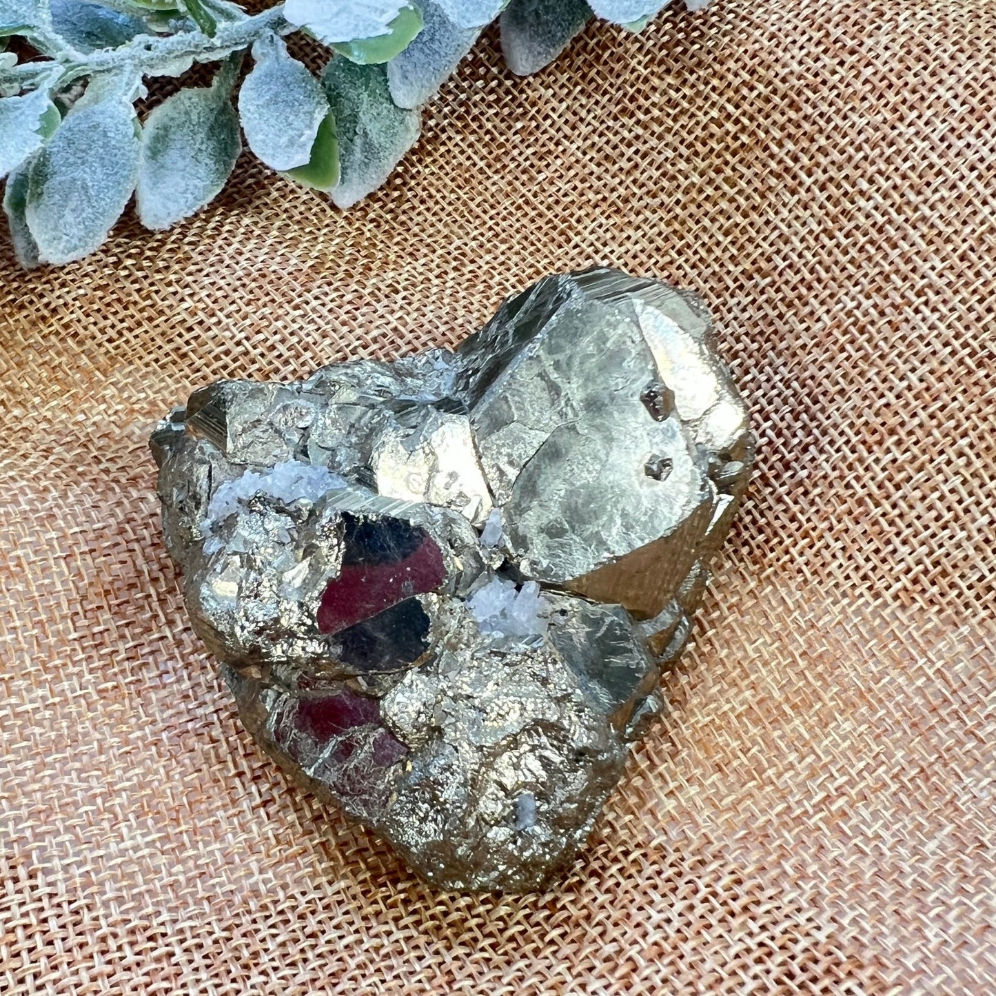 Large Pyrite Cluster with Calcite Druzy – Confidence, Clarity  and Grounding