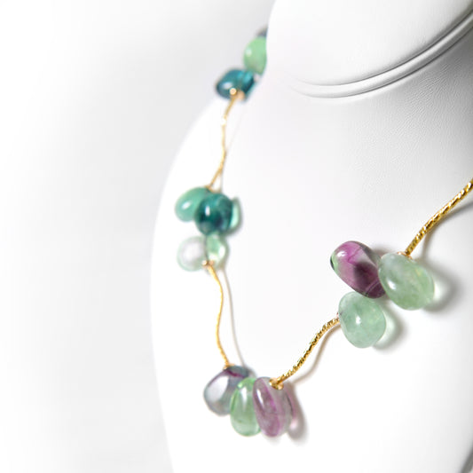 Rainbow Fluorite Crystal Fashion Necklace