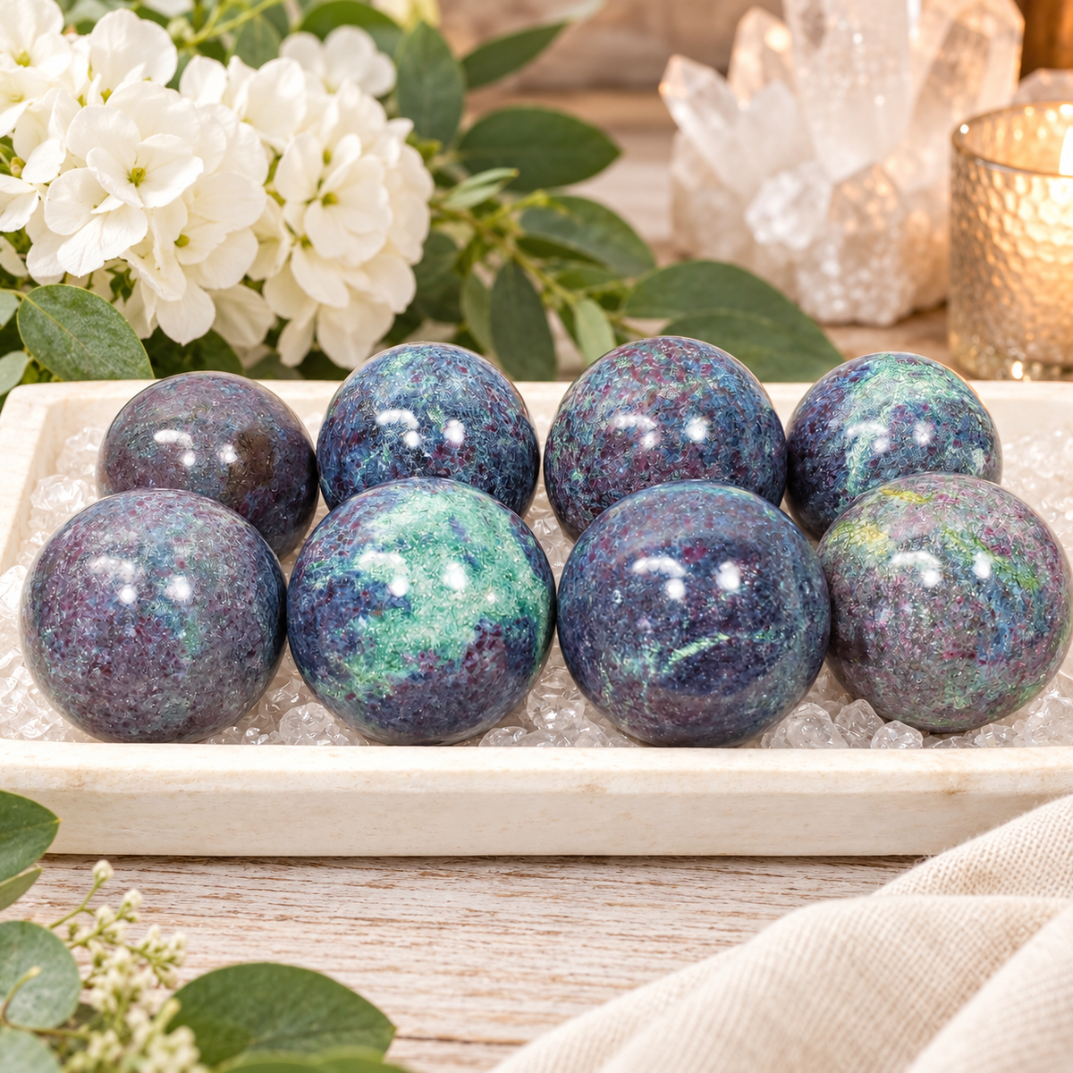 Ruby Fuchsite Kyanite Sphere – Love, Passion and Inner Harmony