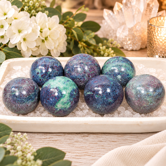 Ruby Fuchsite Kyanite Sphere – Love, Passion and Inner Harmony