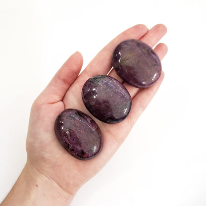 3 High Quality Ruby Palm Stones in Ladies Palm 