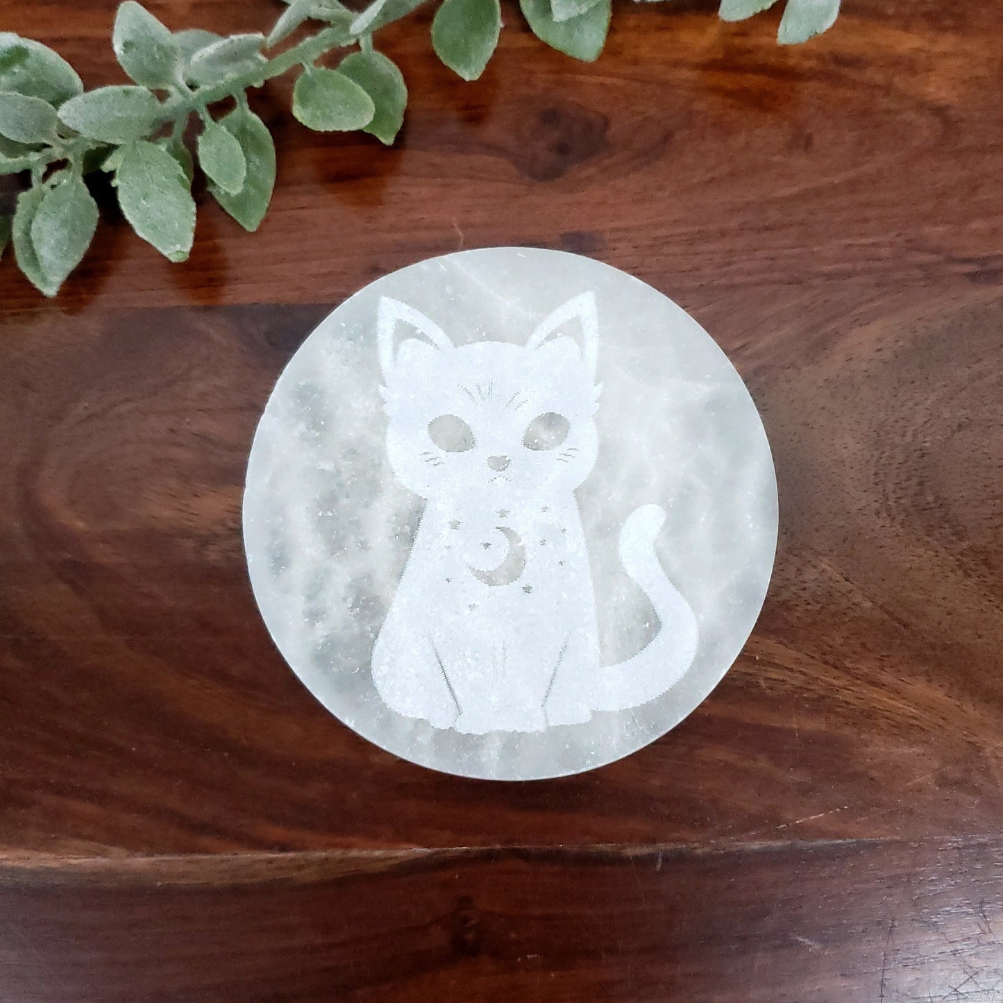 Selenite Magic Cat Charging Plate