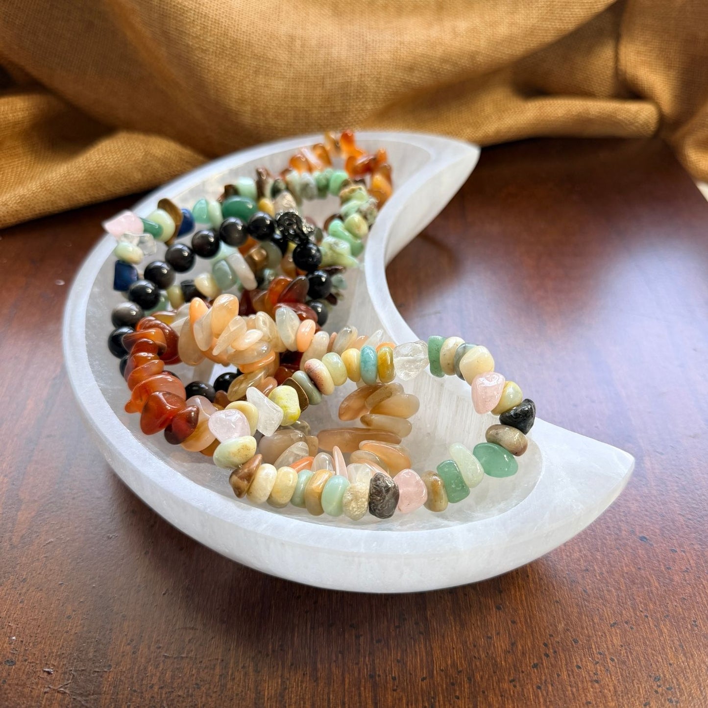 XL Selenite Moon Charging Bowl for Jewelry and Calm Spaces