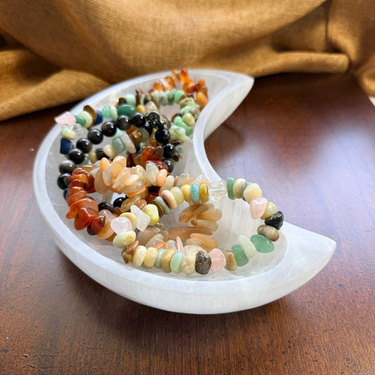 XL Selenite Moon Charging Bowl for Jewelry and Calm Spaces