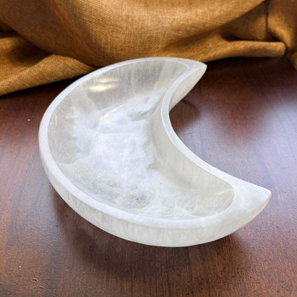 XL Selenite Moon Charging Bowl for Jewelry and Calm Spaces