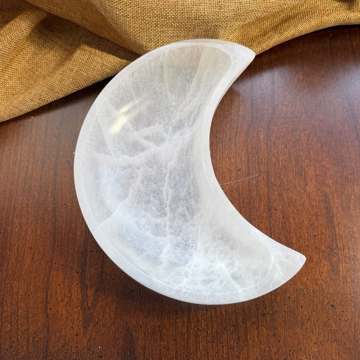 XL Selenite Moon Charging Bowl for Jewelry and Calm Spaces