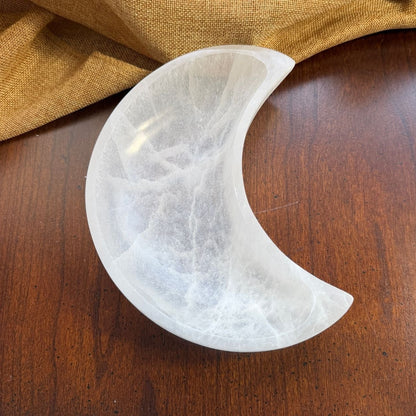 XL Selenite Moon Charging Bowl for Jewelry and Calm Spaces