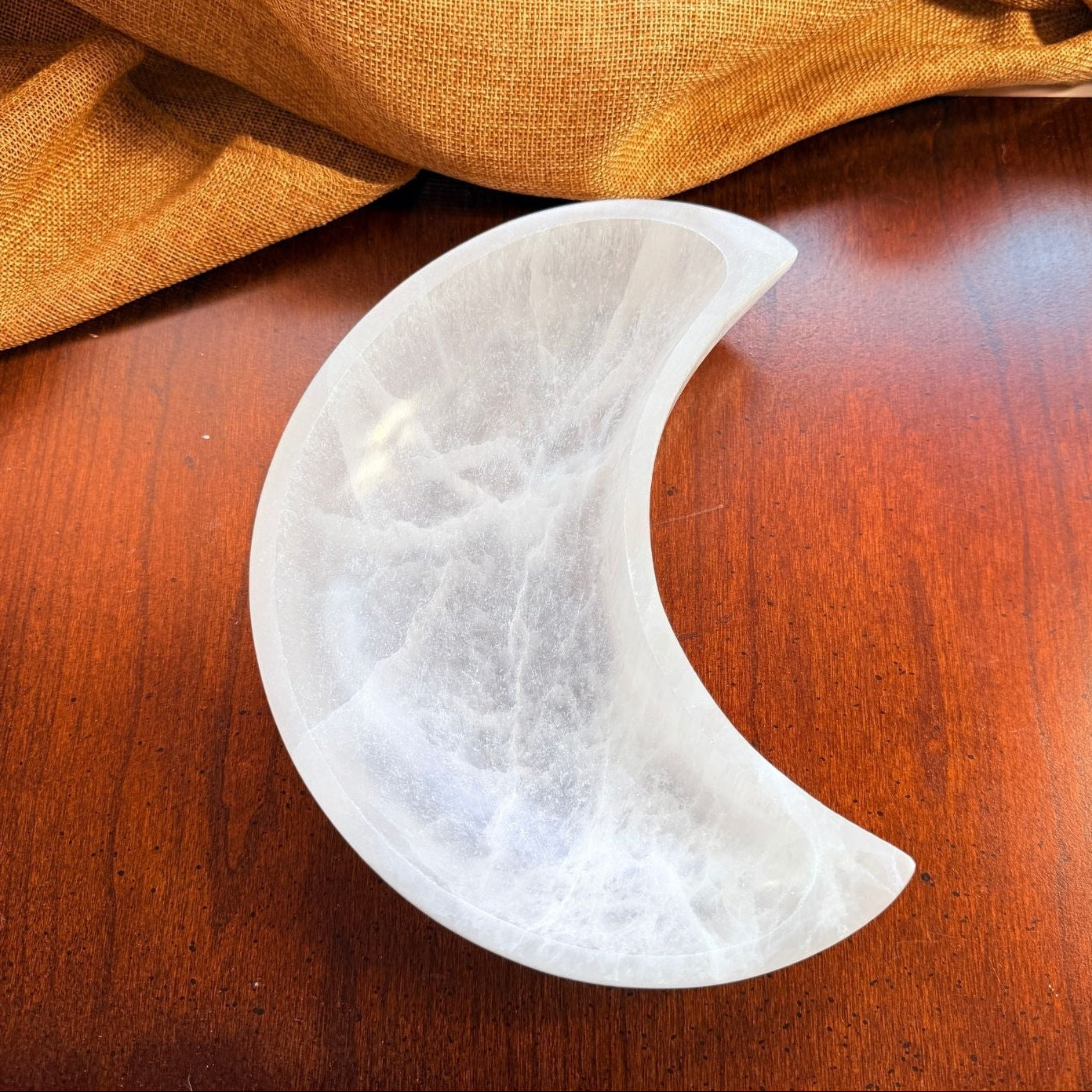 XL Selenite Moon Charging Bowl for Jewelry and Calm Spaces