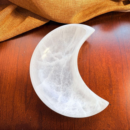XL Selenite Moon Charging Bowl for Jewelry and Calm Spaces