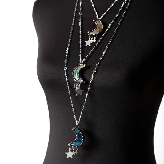 Labradorite Crystal Moon Necklace