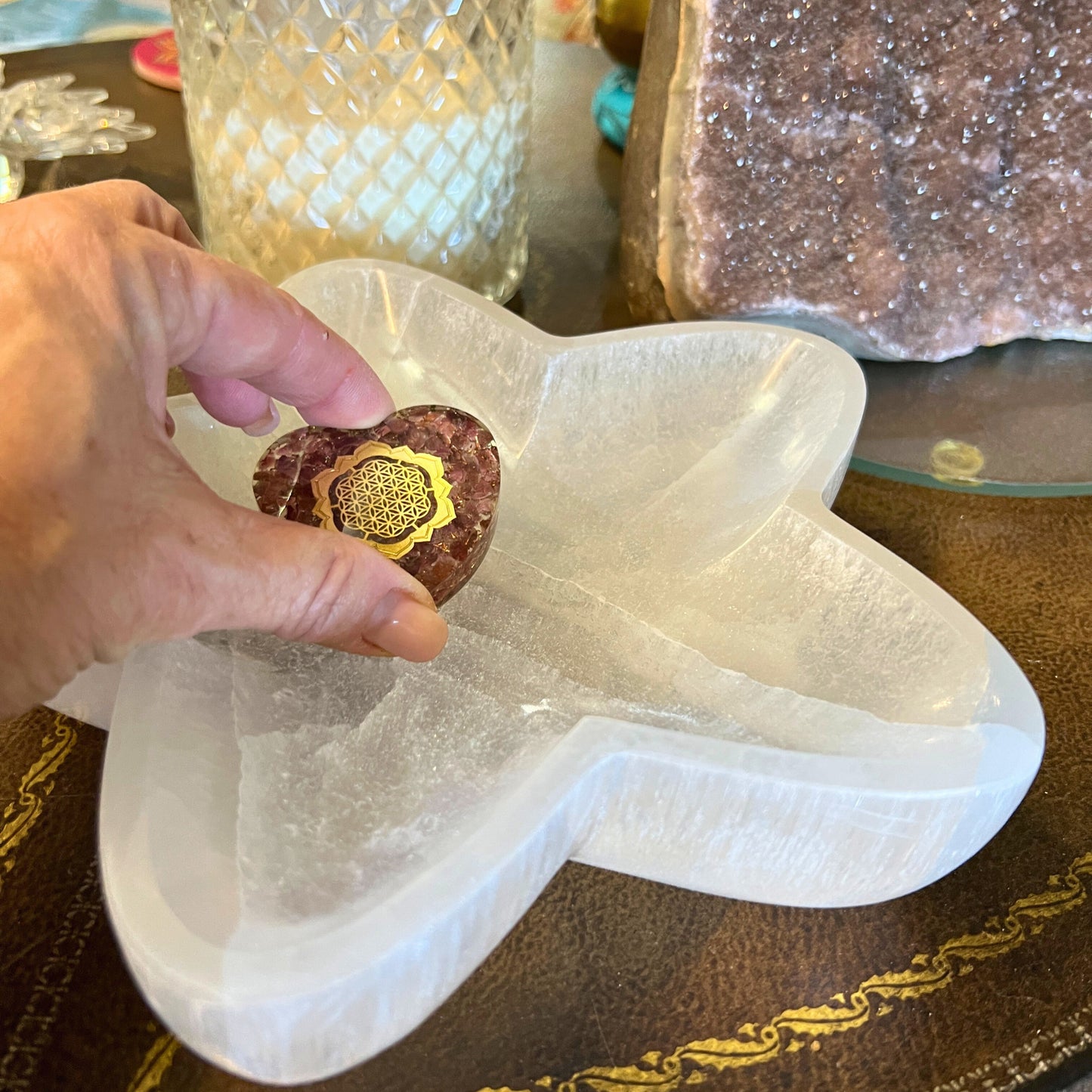 XL Selenite Star Shaped Bowl