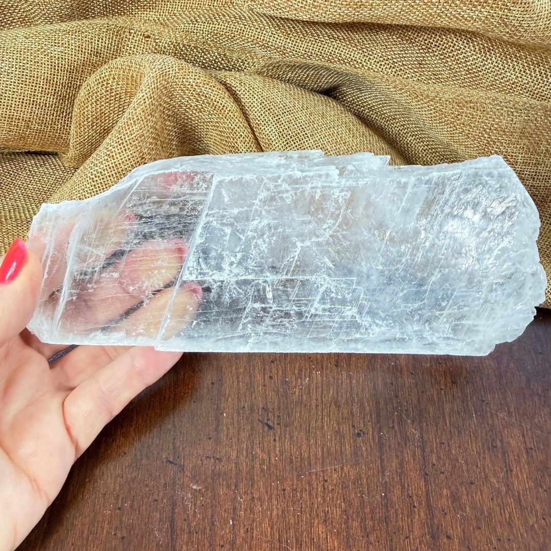 Raw Selenite Slab | Natural Crystal for Cleansing &amp; Charging