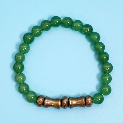 Men's Prosperity Bracelet - Green Aventurine and Pyrite Crystals
