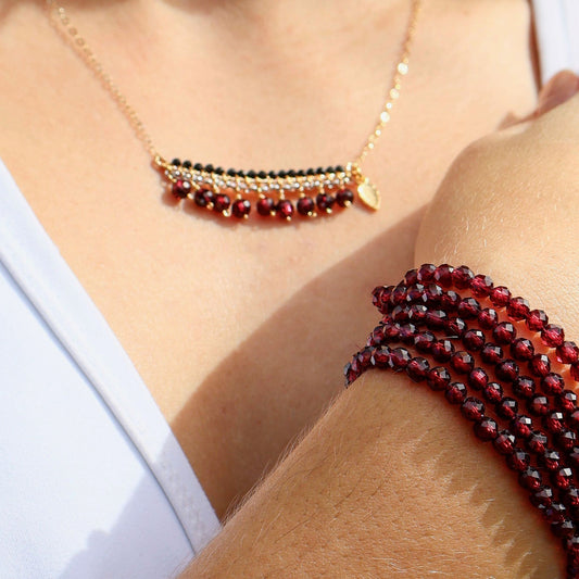 Garnet and Black Spinal Necklace