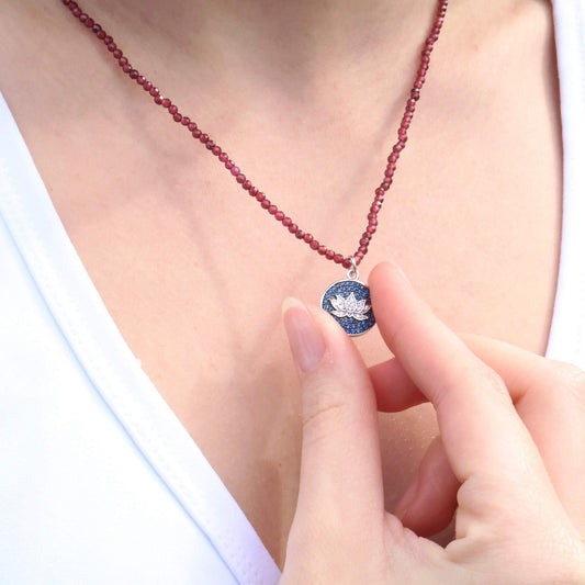 Delicate Sparkling 3mm Garnet Gemstone Necklace