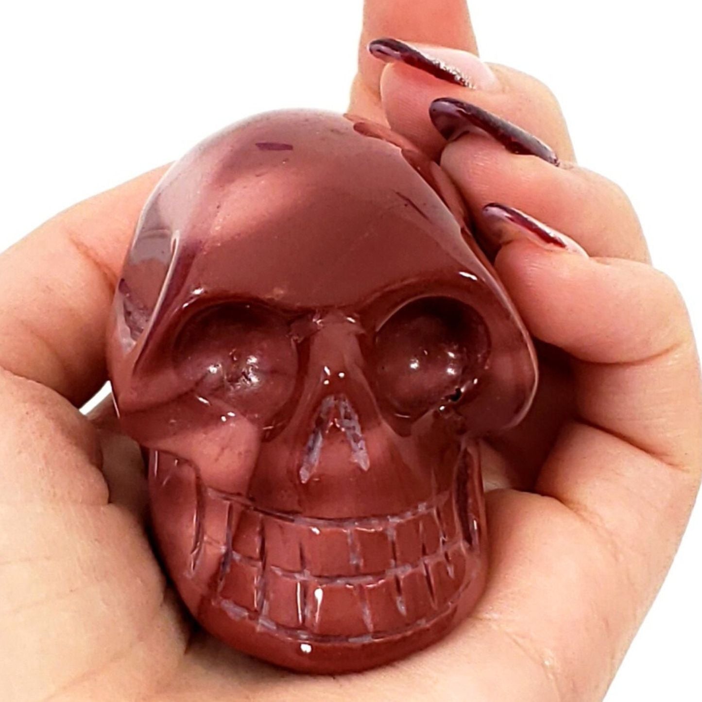 Pink Mookaite Jasper Skull – A Harmonious Blend of Elegance and Empowerment