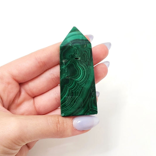 Malachite Crystal Point for Transformation, Protection & Heart Chakra Healing