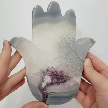 Large Amethsyt Druzy Agate Hamsa