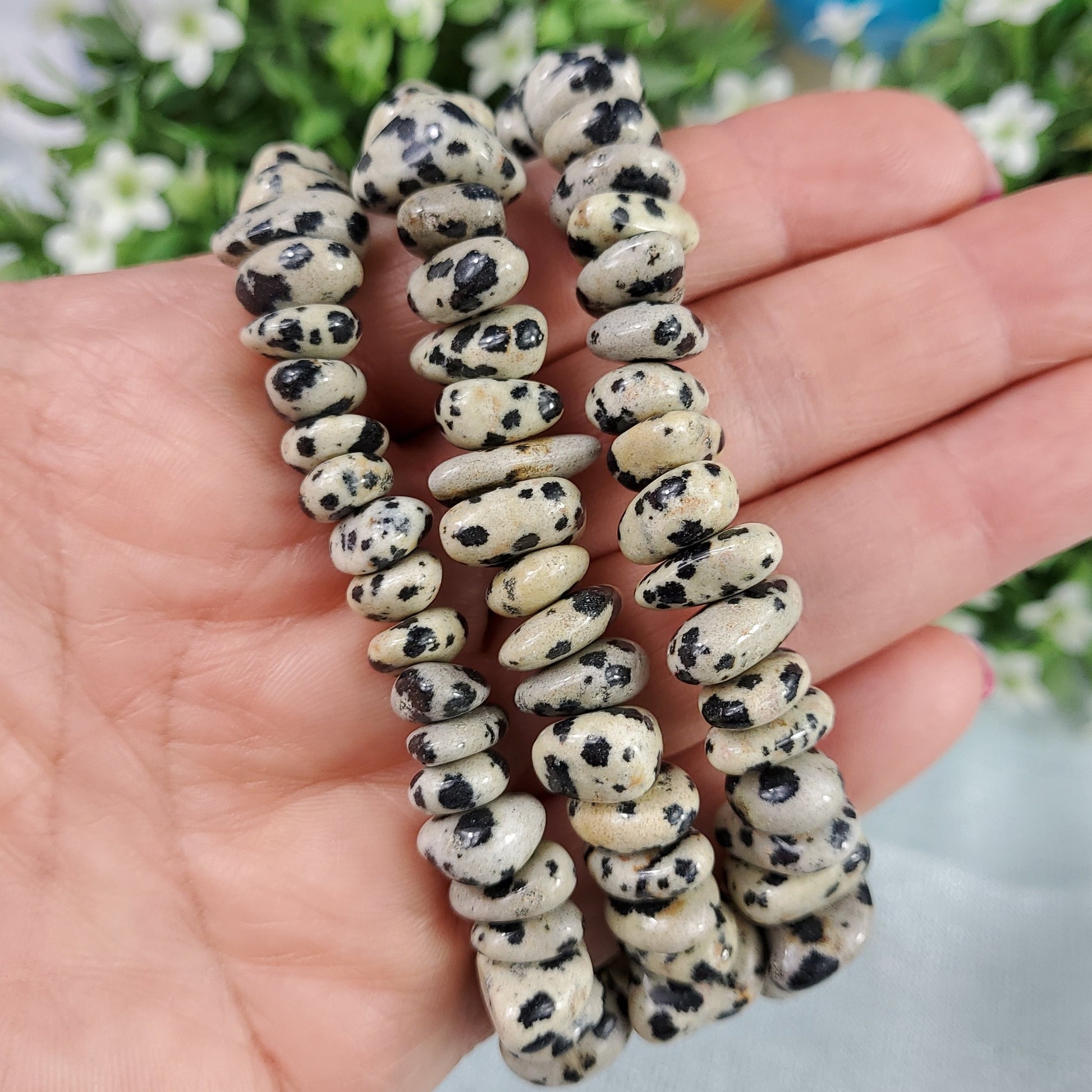Dalmation Jasper Nugget Bracelet - Crystal Happenings