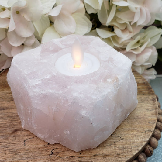 Rose Quartz Votive Candle Holder - Crystal Happenings