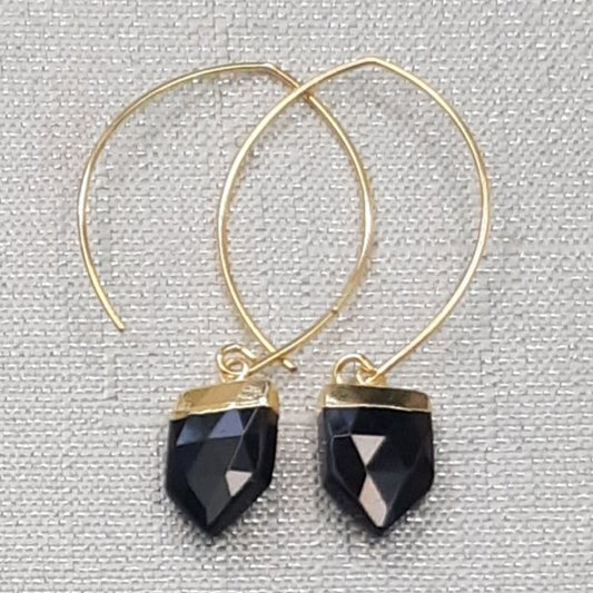Black Agate Arrow Earrings - Crystal Happenings