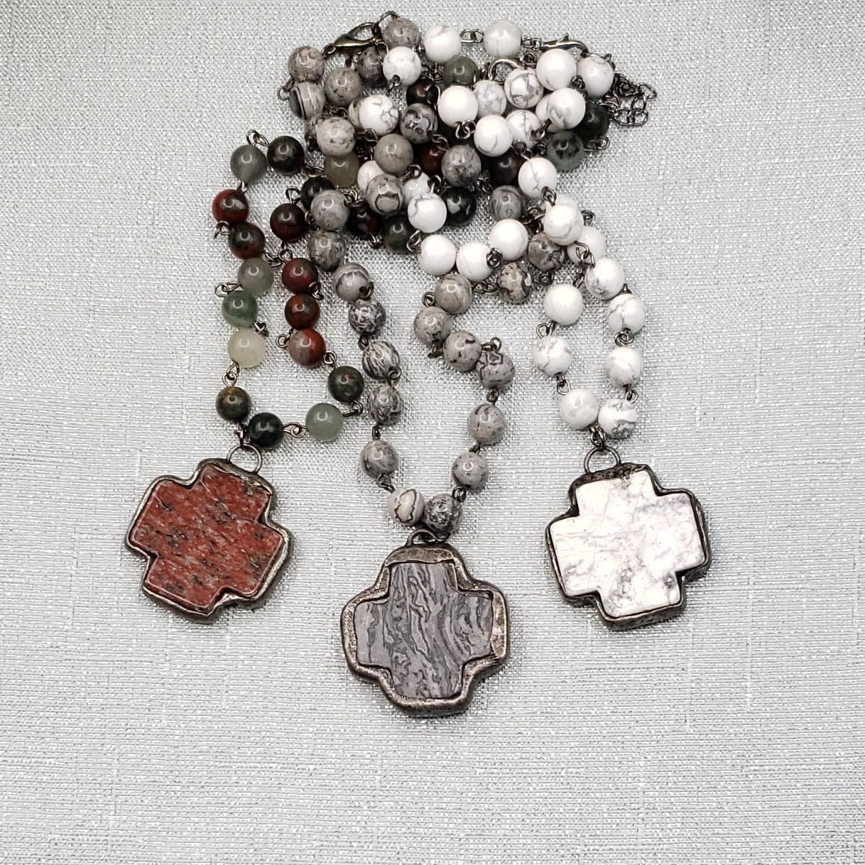 Stone Cross Choker - Crystal Happenings