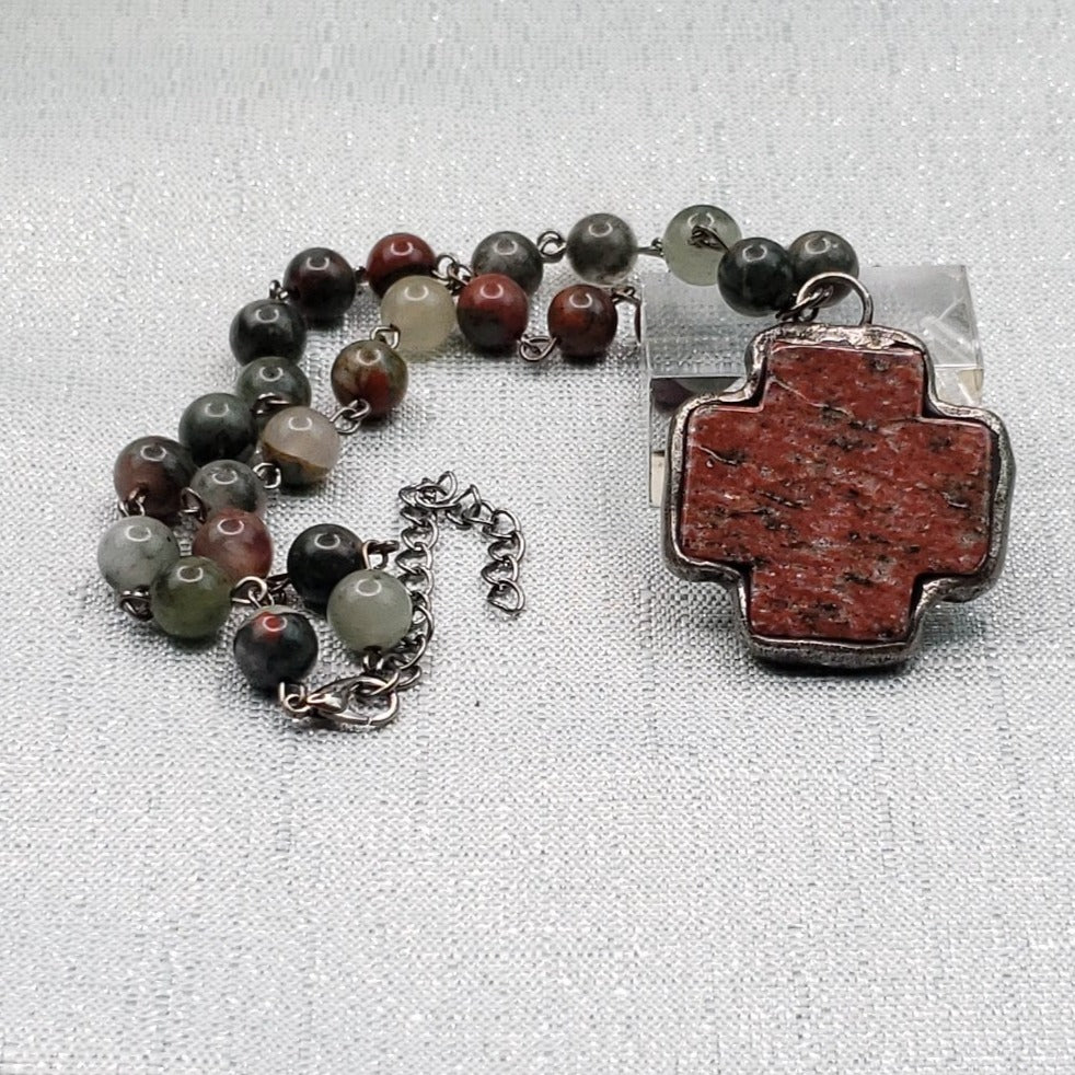 Stone Cross Choker - Crystal Happenings