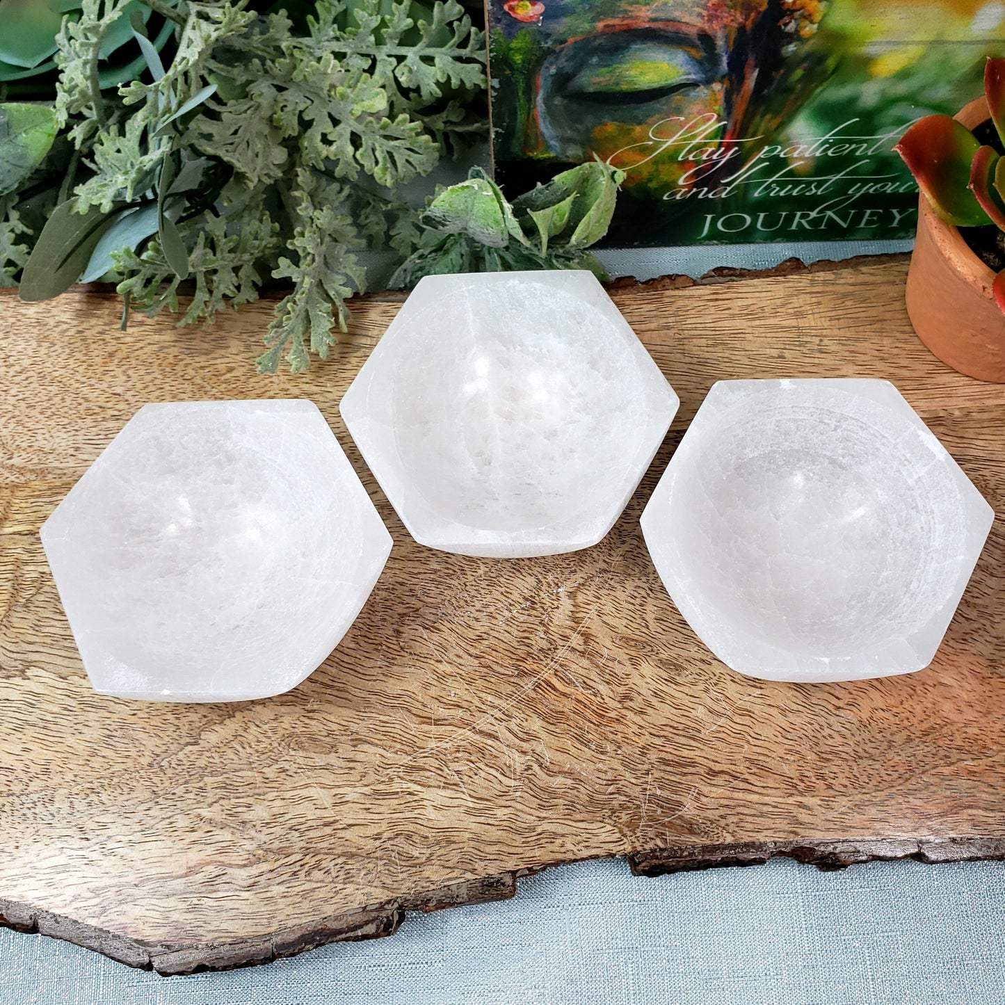 Selenite Small Hexagon Bowl - Crystal Happenings