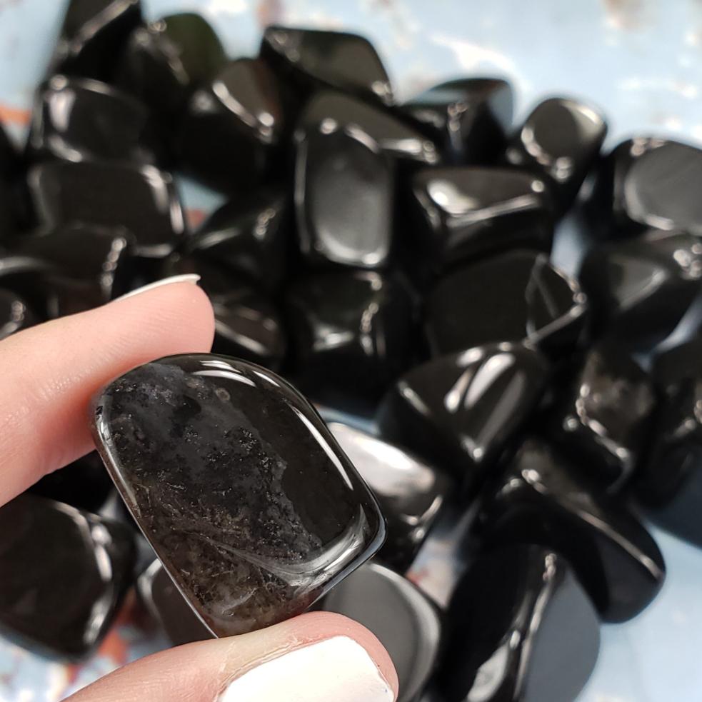 Black Onyx Tumbled Stone - Crystal Happenings
