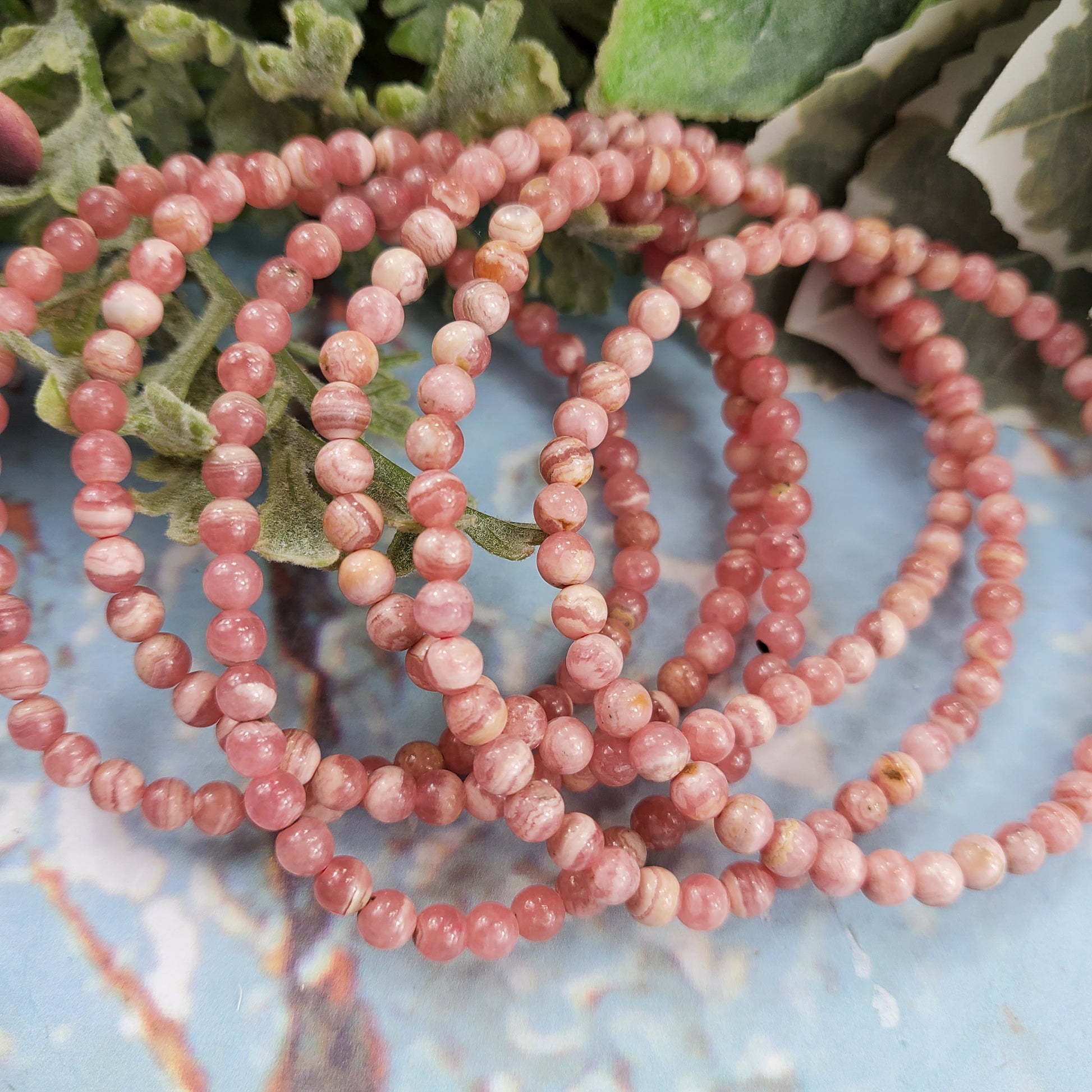 Rhodochrosite 4mm High Grade Bracelet - Crystal Happenings