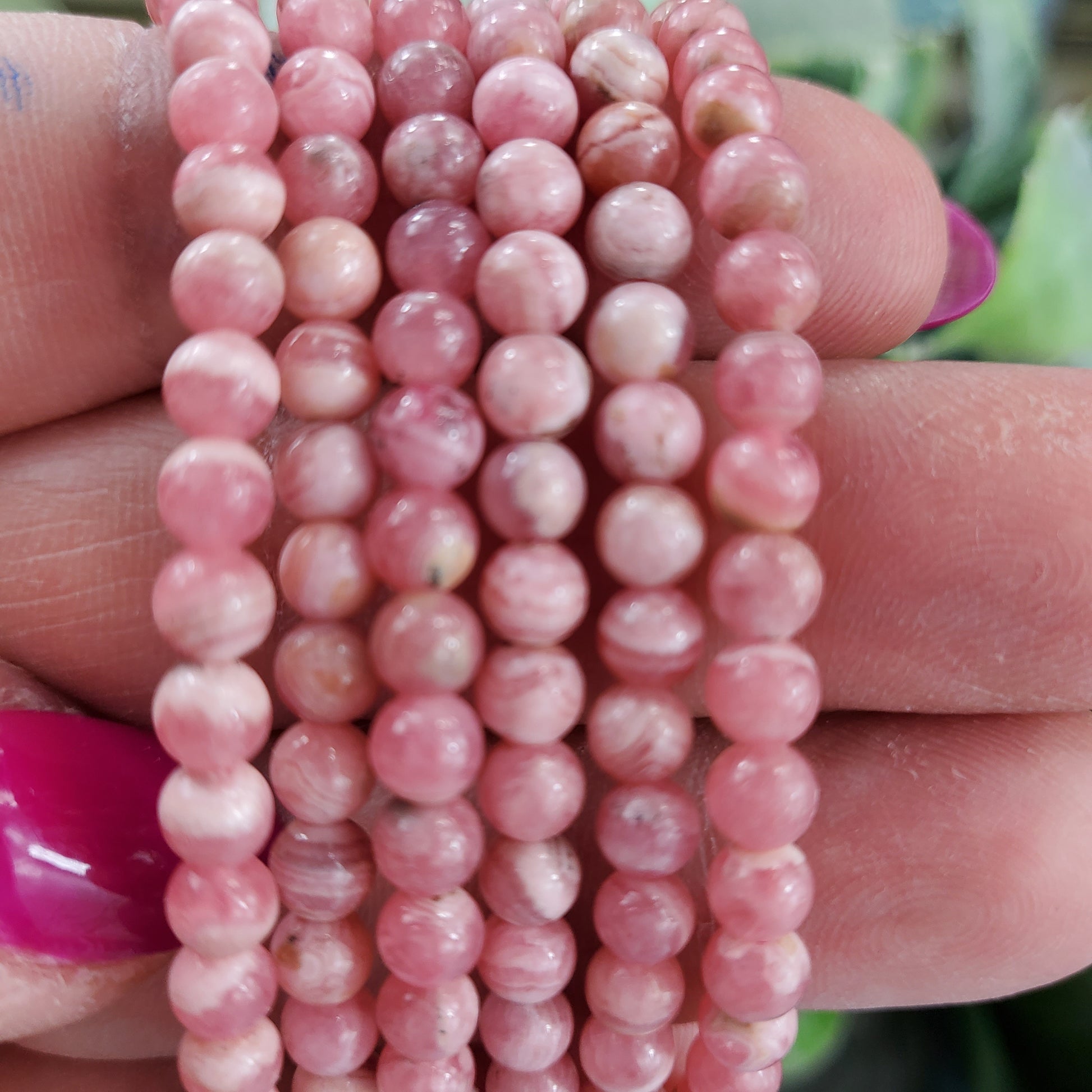 Rhodochrosite 4mm High Grade Bracelet - Crystal Happenings