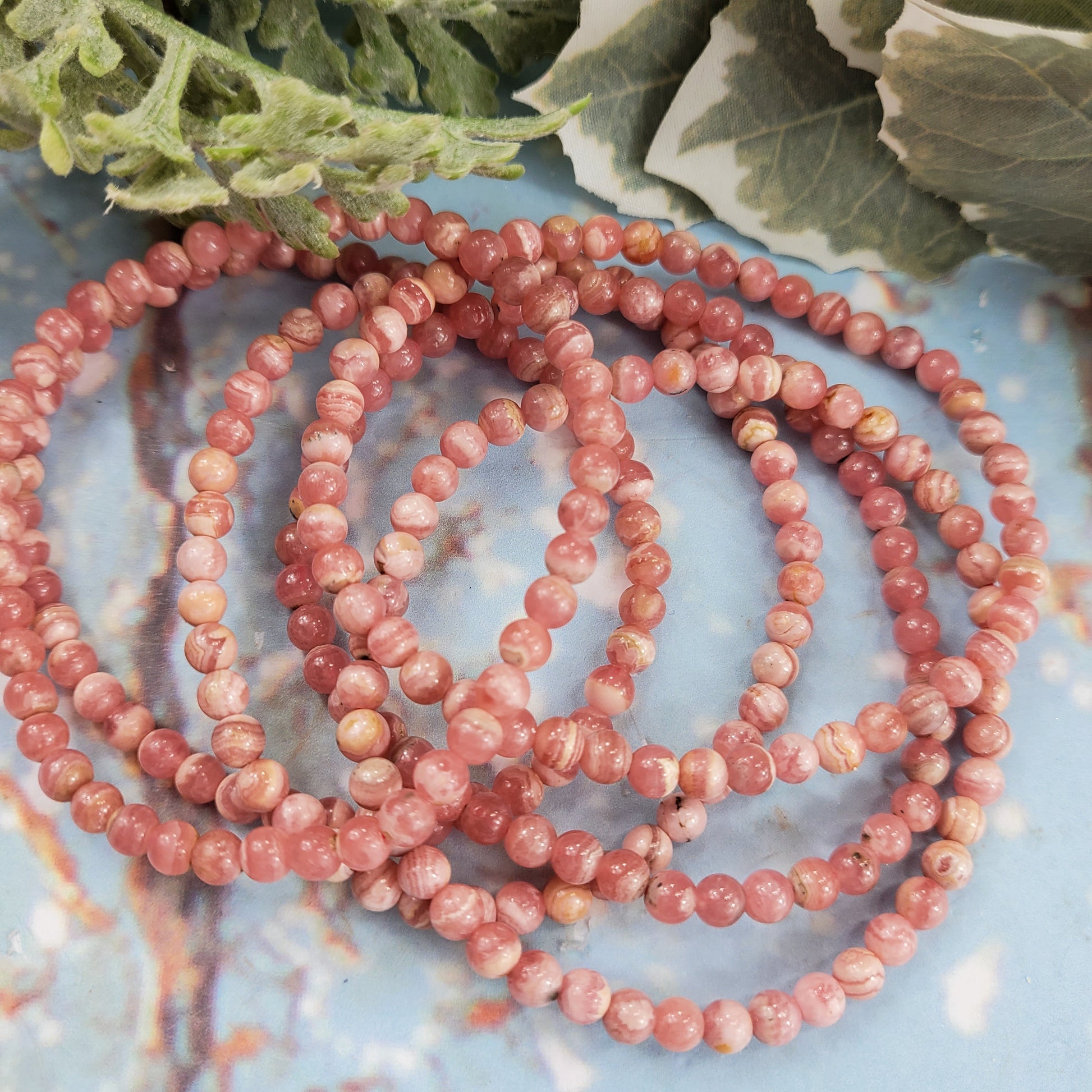 Rhodochrosite 4mm High Grade Bracelet - Crystal Happenings