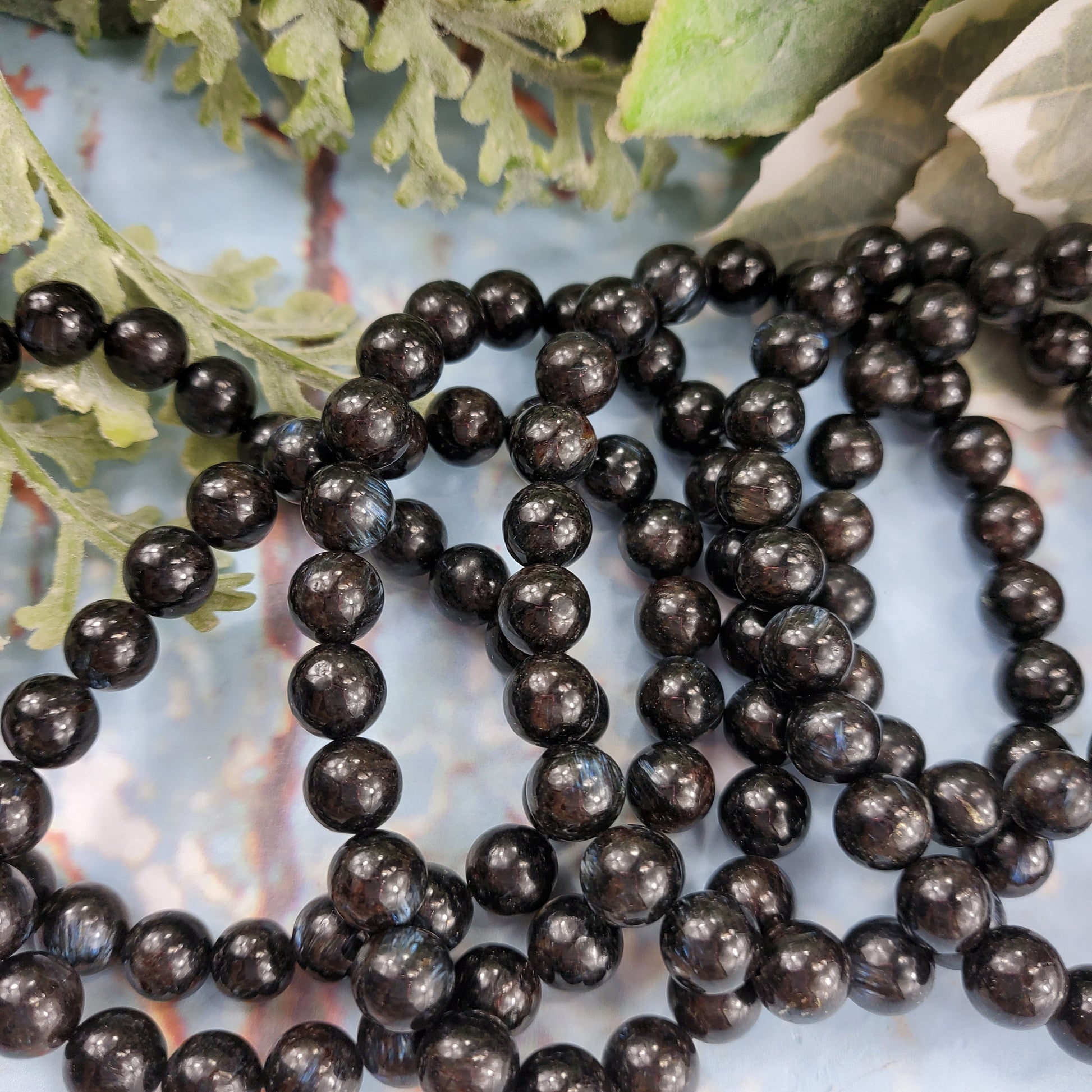 Astrophyllite 8mm Beaded Stretch Bracelet - Crystal Happenings