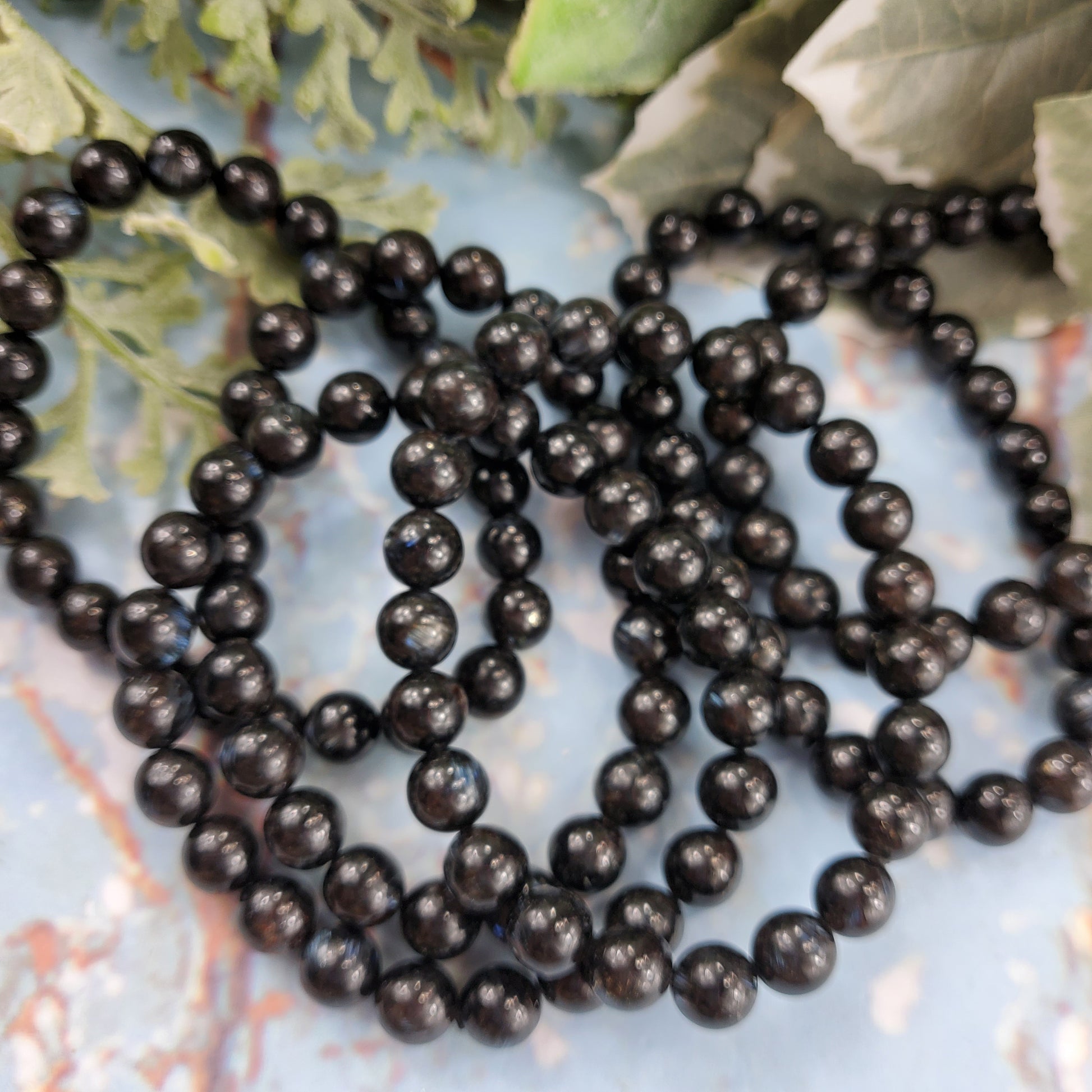 Astrophyllite 8mm Beaded Stretch Bracelet - Crystal Happenings