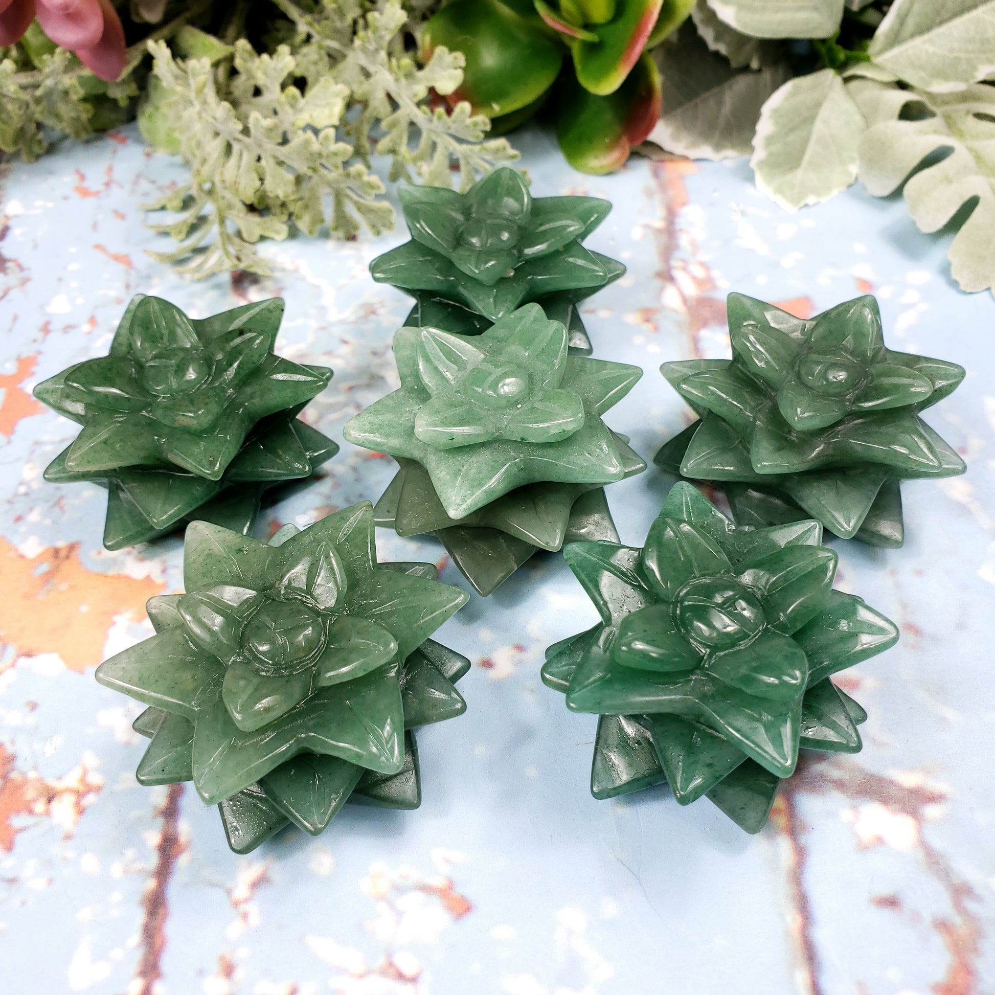crystal succulent Unique Gift Ideas: Green Aventurine Crystal Succulent Plant Carvings – Crystal Happenings