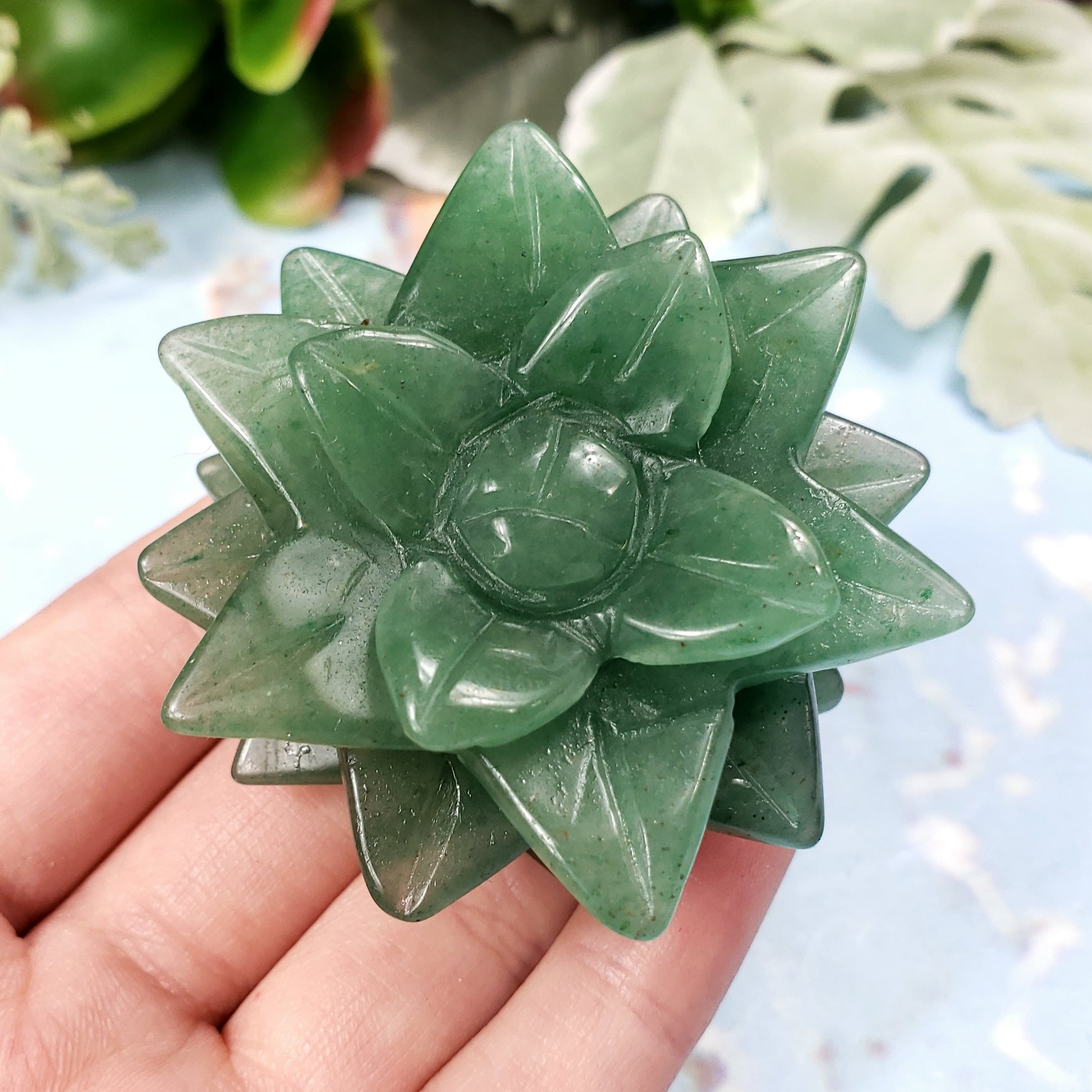 succulent crystals Green Aventurine Crystal Succulent Plant