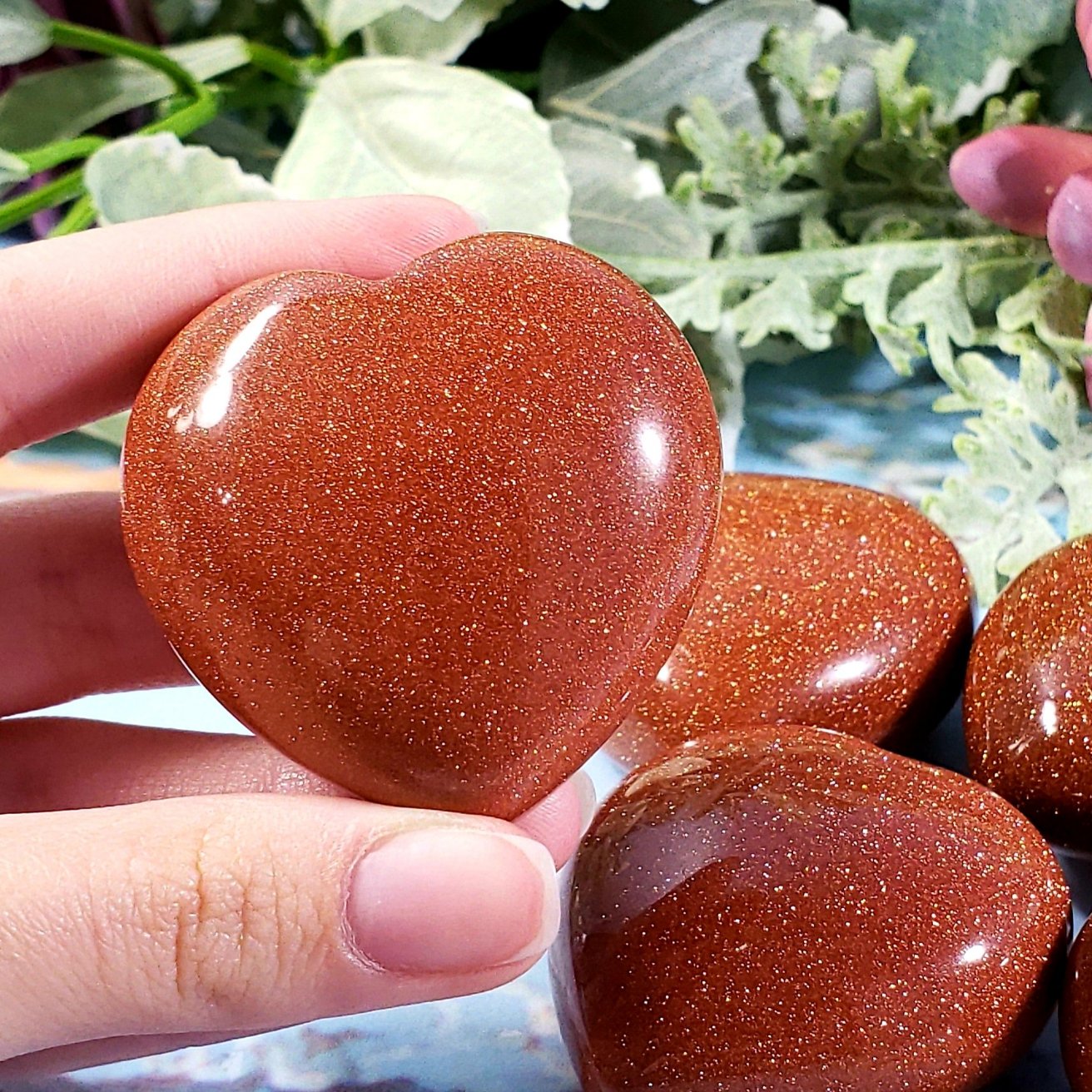 Goldstone 45mm Puffed Heart - Crystal Happenings