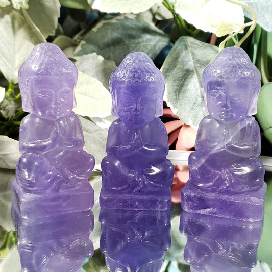 Purple Fluorite Carved Buddha - Crystal Happenings
