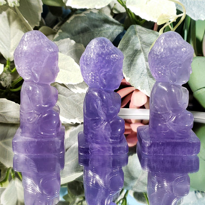 Purple Fluorite Carved Buddha - Crystal Happenings