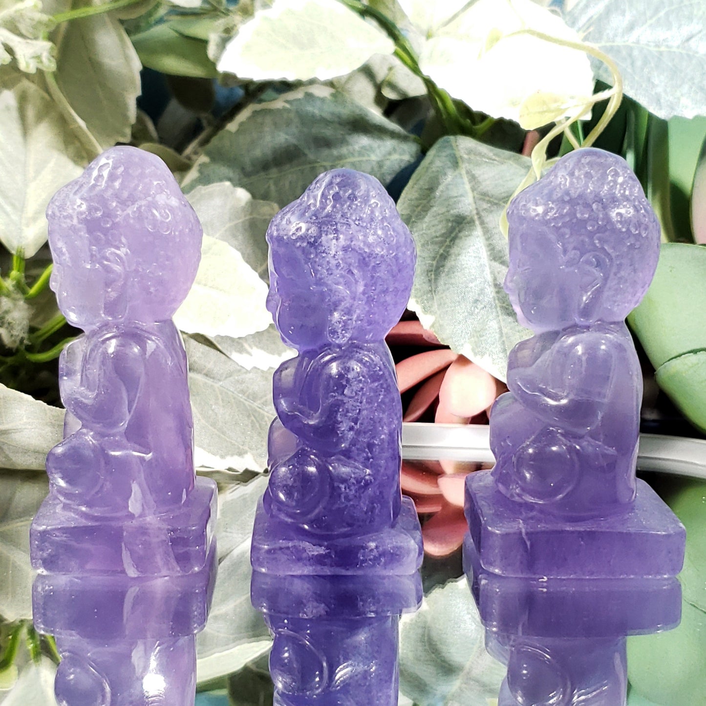 Purple Fluorite Carved Buddha - Crystal Happenings