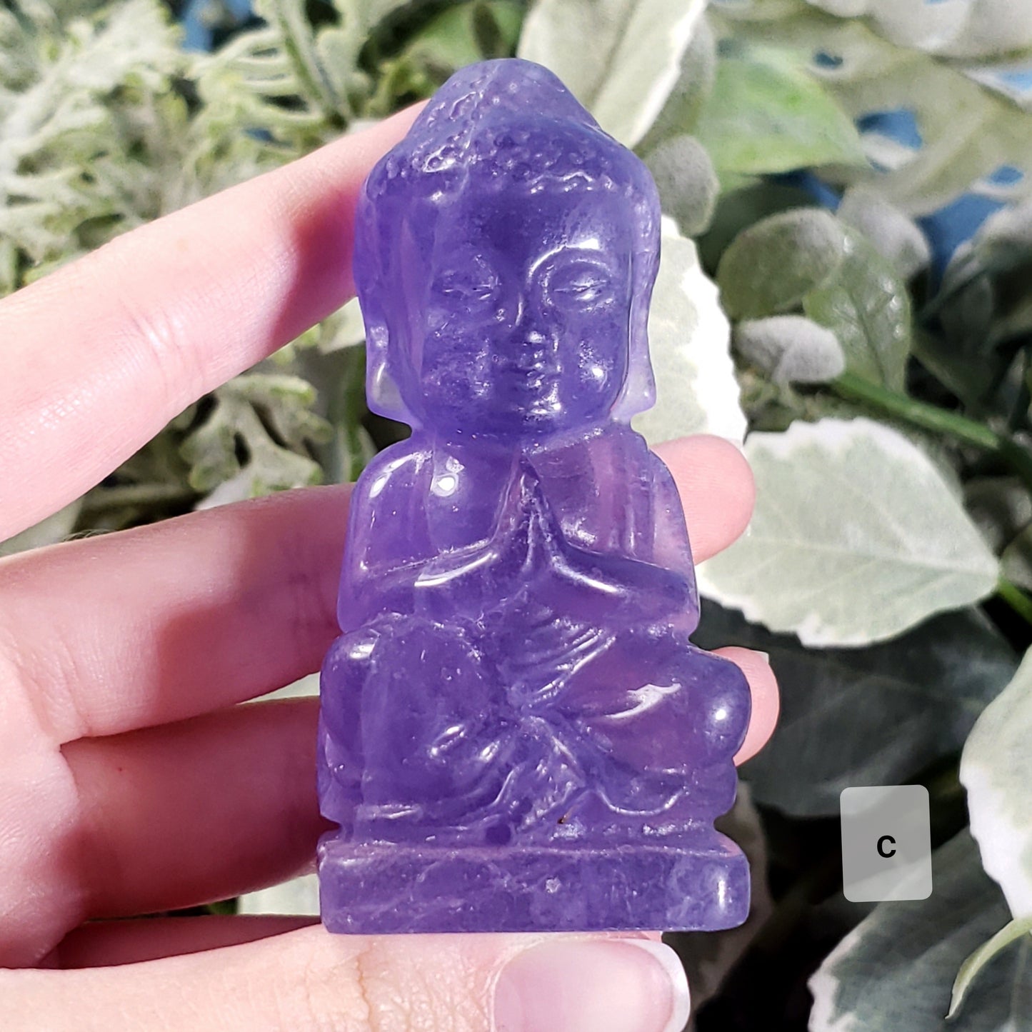 Purple Fluorite Carved Buddha - Crystal Happenings