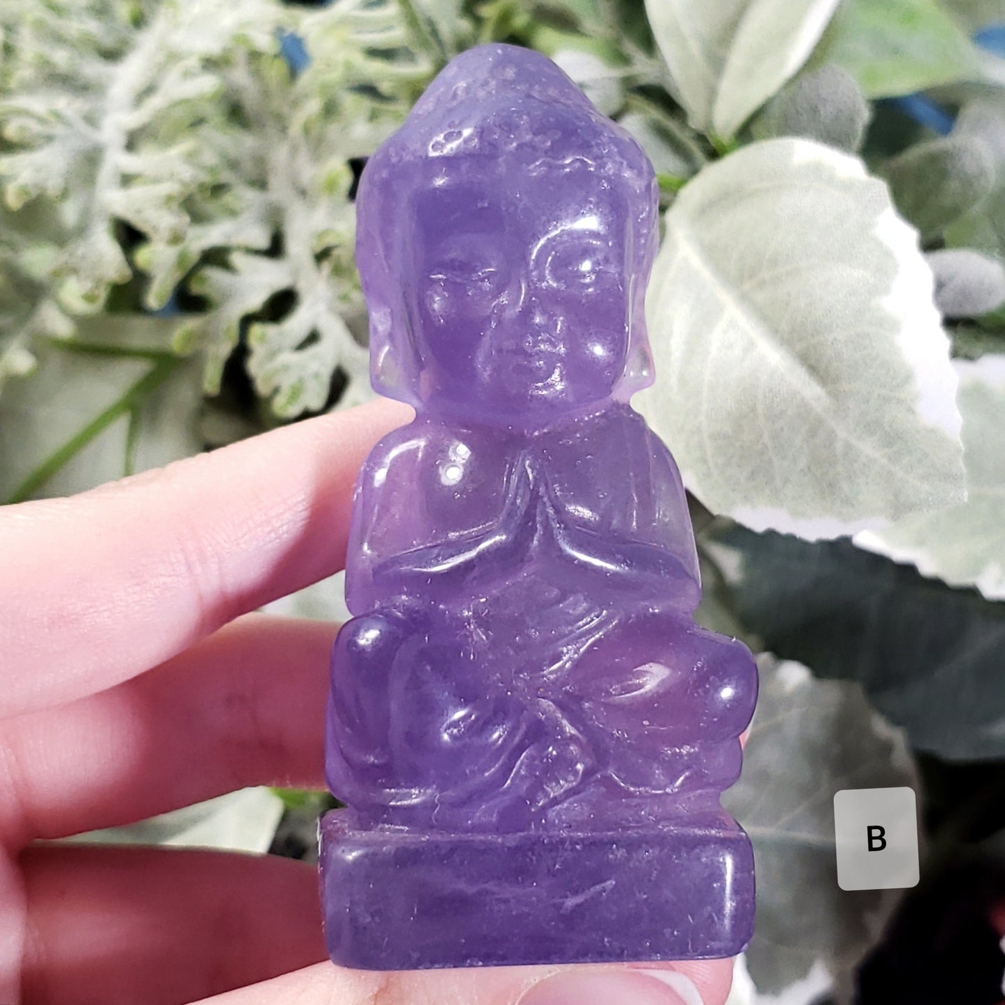 Purple Fluorite Carved Buddha - Crystal Happenings