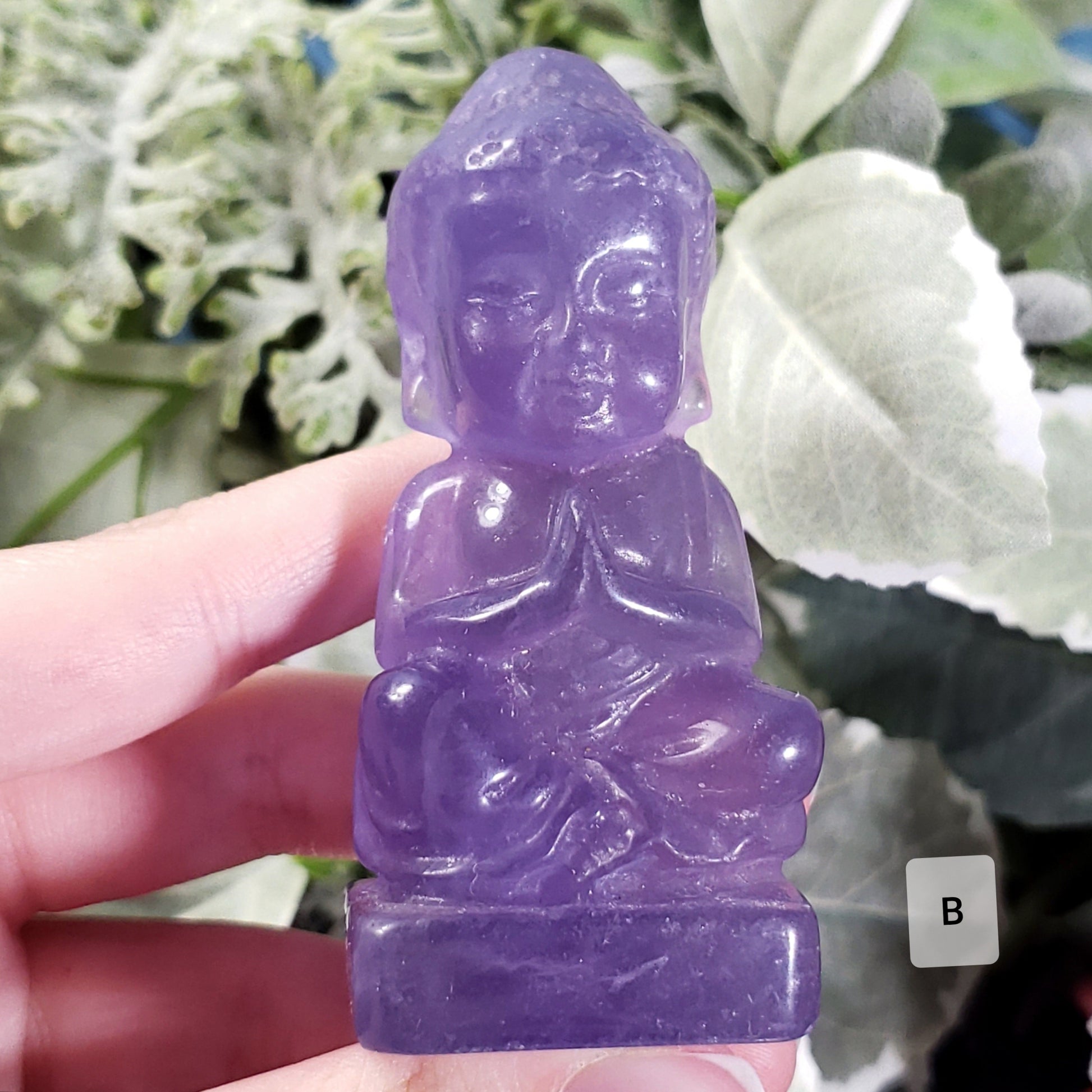 Purple Fluorite Carved Buddha - Crystal Happenings