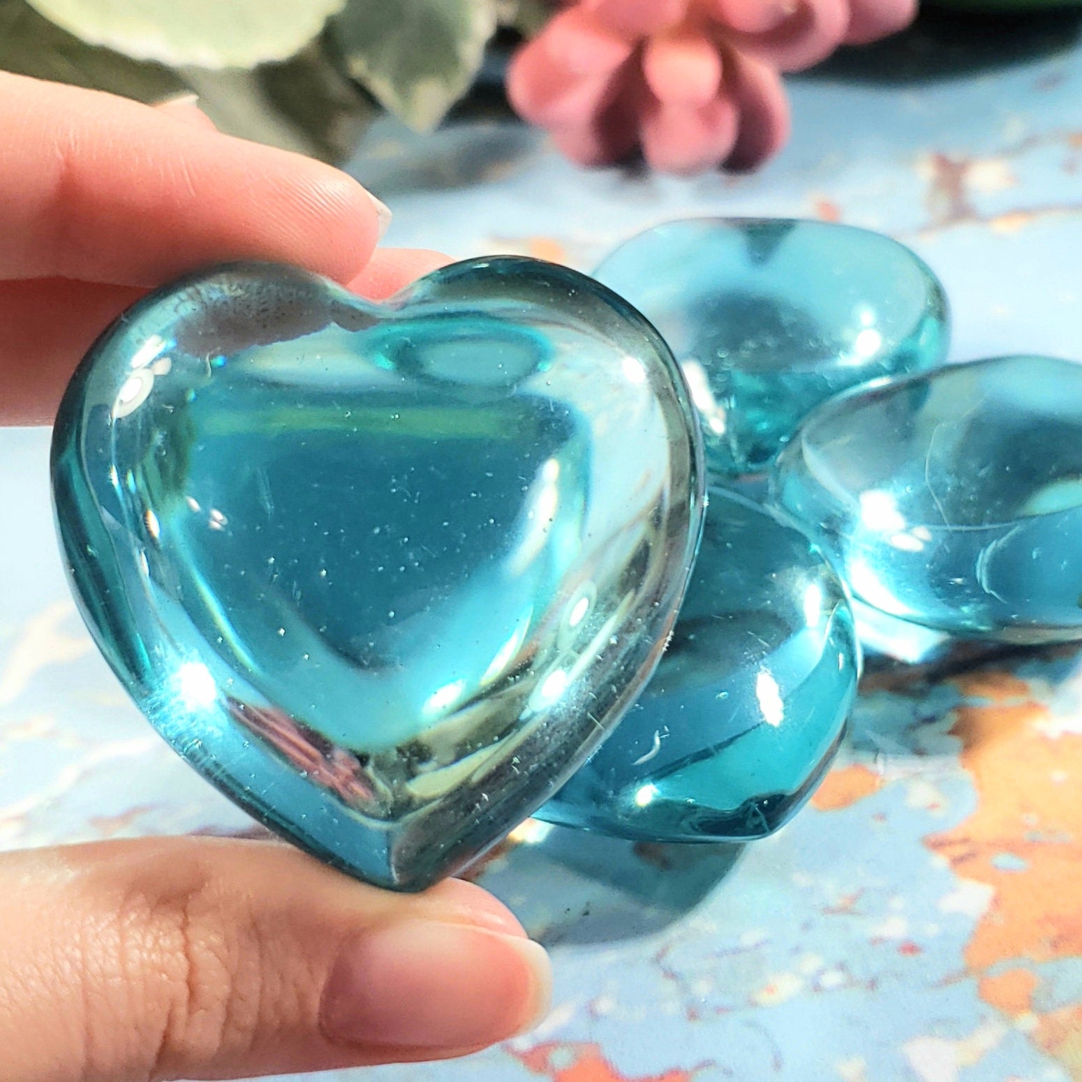 Aqua Obsidian 45mm Puffed Heart - Crystal Happenings
