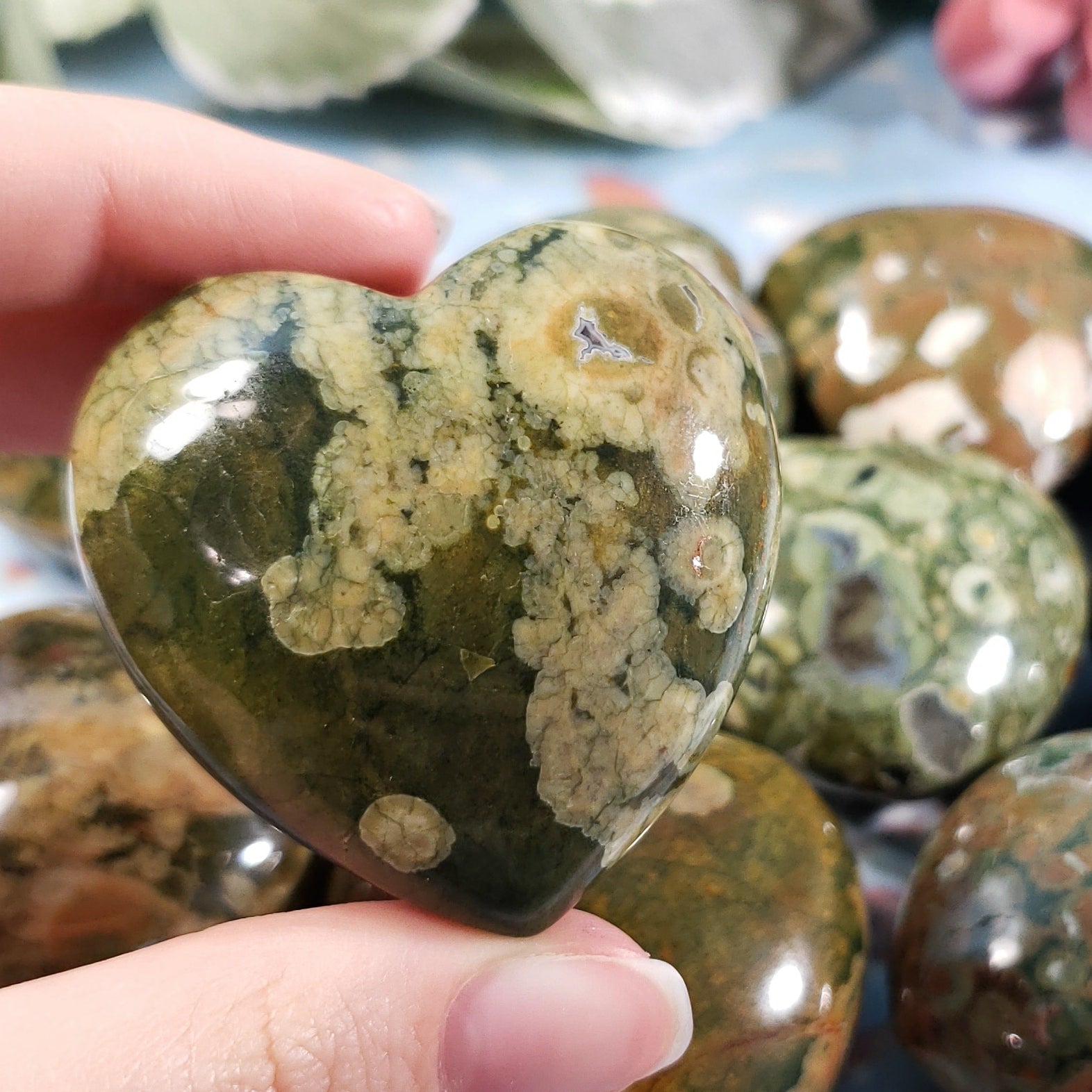 Rhyolite 45mm Puffed Heart - Crystal Happenings