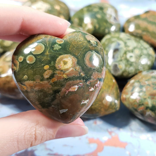 Rhyolite 45mm Puffed Heart - Crystal Happenings