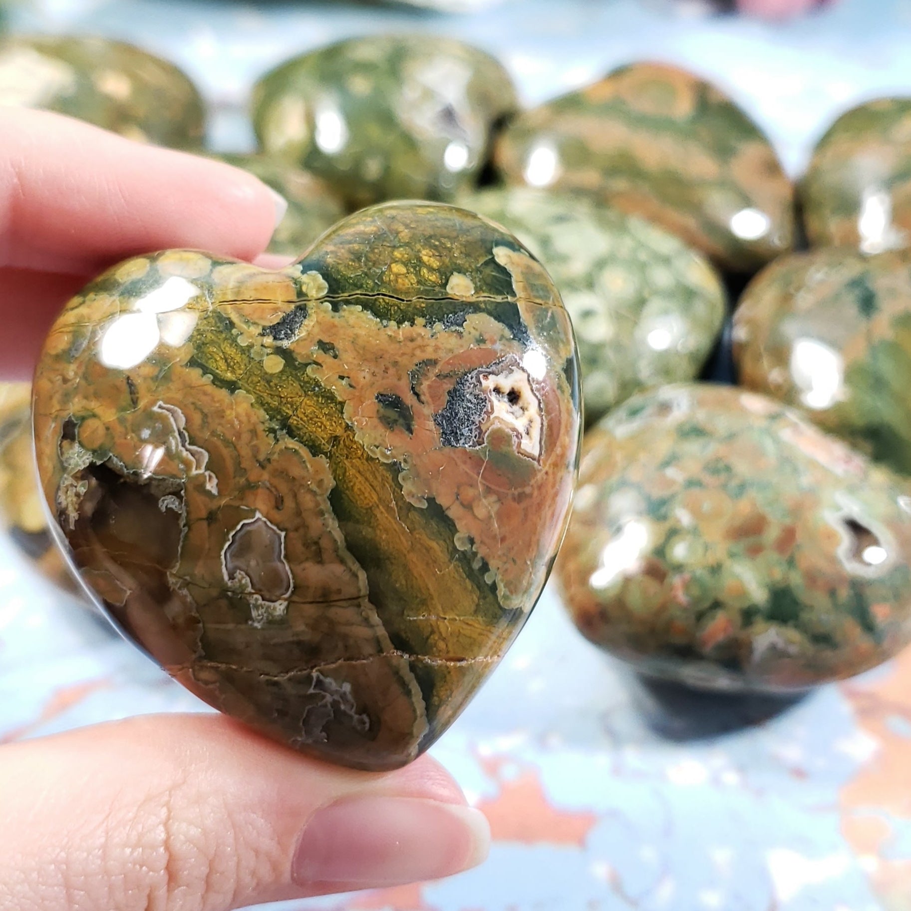 Rhyolite 45mm Puffed Heart - Crystal Happenings